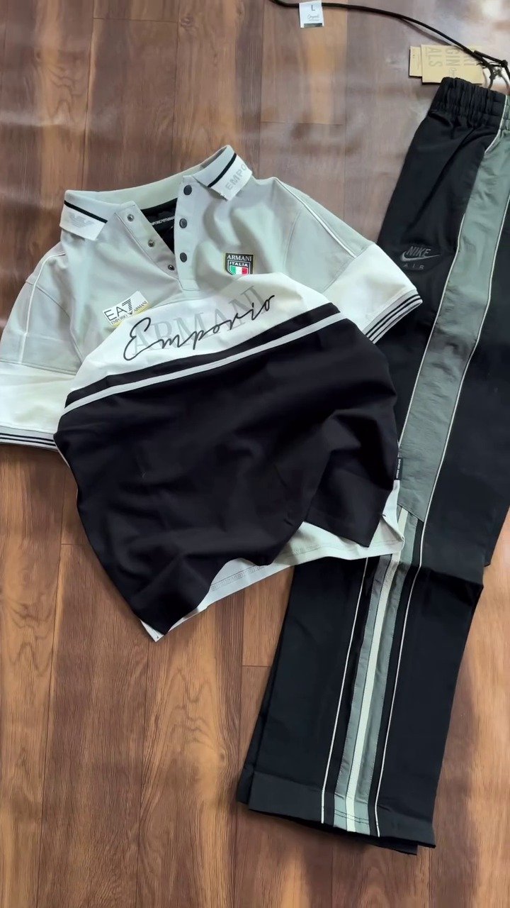 Premium Men's Color Block Polo T Shirt and Track Pants Co Ord Set Outfit