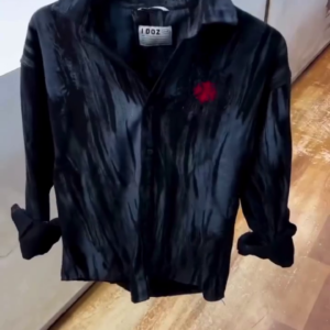 π€β‘ Premium Men's Black & Grey Abstract Brush Print Baggy Denim Style Shirt | Oversized Casual Streetwear Full Sleeve Shirt | Trendy Urban Fashion β‘π€